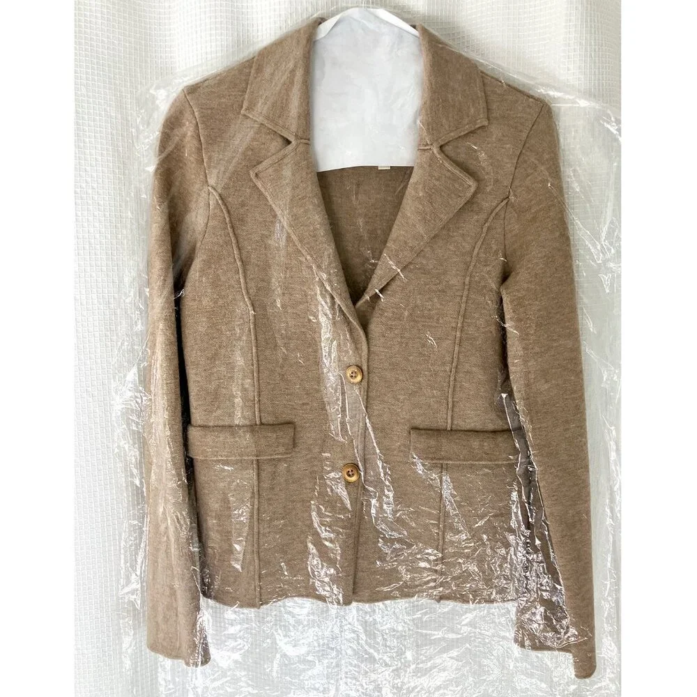 Anthropologie Knit Sweater Blazer, Small, Beige - Picture 5 of 6